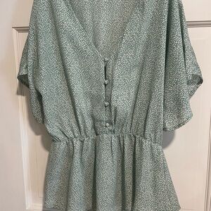 Sienna Sky Green Button-Down Blouse